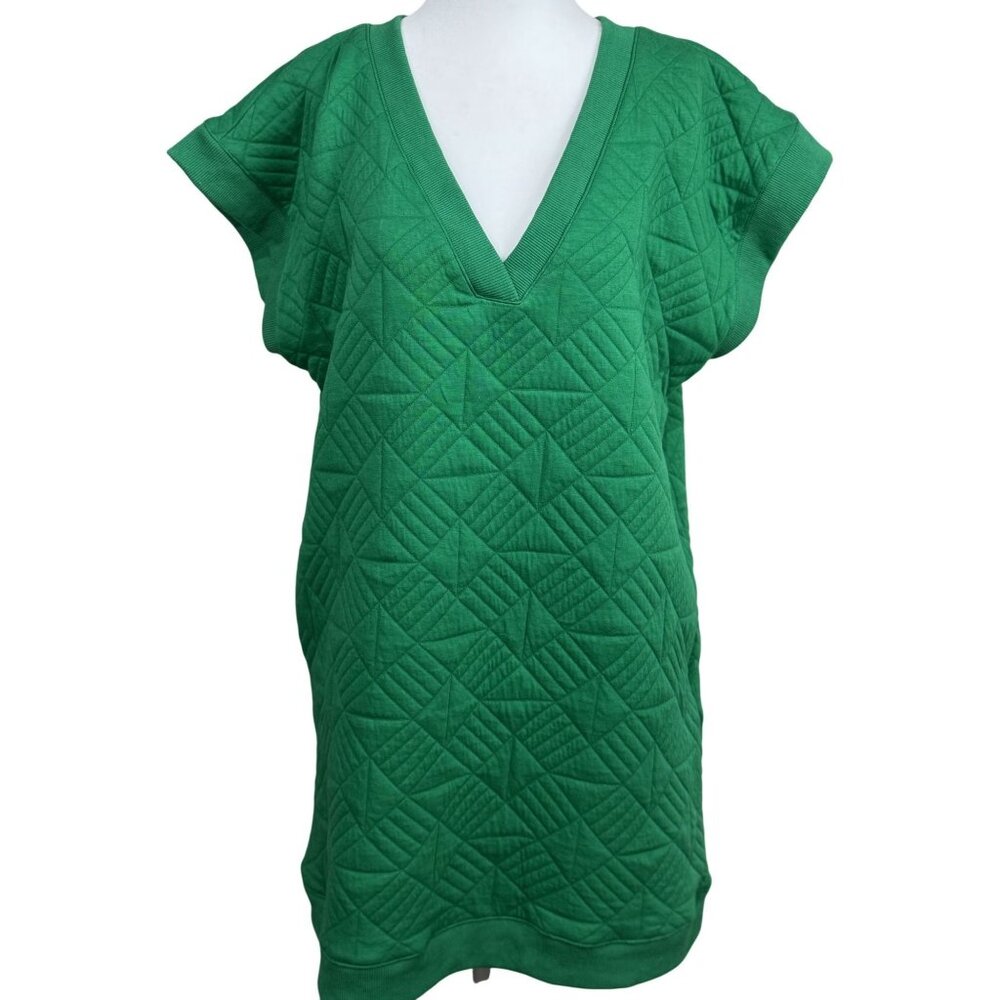 Entro Green Quilted Midi Dress